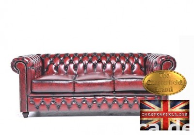 Chesterfield sofa 3 os Brighton antyczne bordo