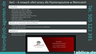 Fizjoterapeuta 6 miejsc pracy w kliku lokalizacjach