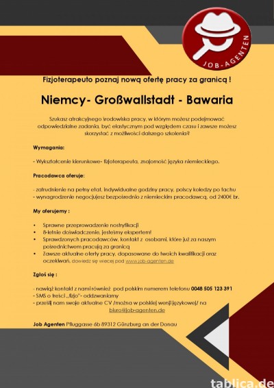 Fizjoterapeuta oferta pracy Bawaria