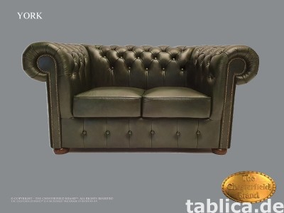 Chesterfield sofa 2 os York zielen skora