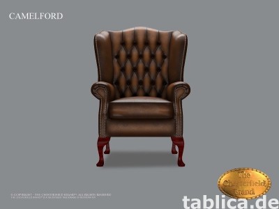 Chesterfield skorzany fotel Camelford