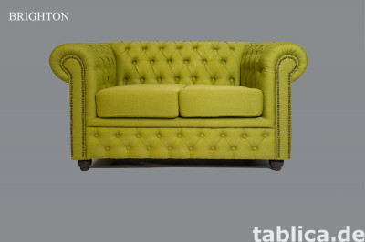 Chesterfield sofa 2 os Bahama 17 zielona z materialu