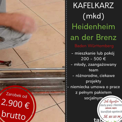 Oferta pracy dla kafelkarza Heidenheim an der Brenz