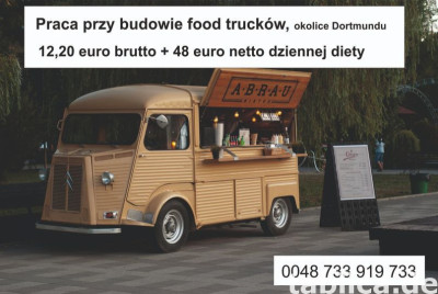 Praca przy budowie food tracków, okolice Dortmundu.