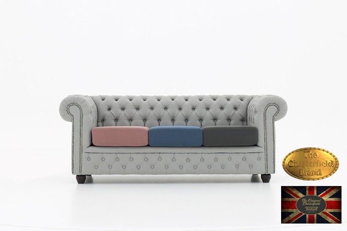 Chesterfield sofa 1 os Pitch z materialu bezowa 2