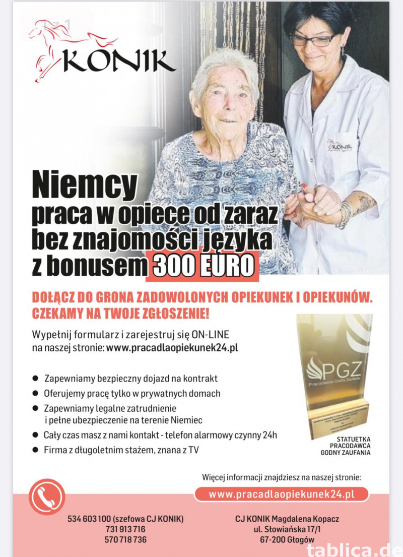 Praca w Opiece TYLKO NA 6 TYGODNI 1300€ + BONUS 300€ 0