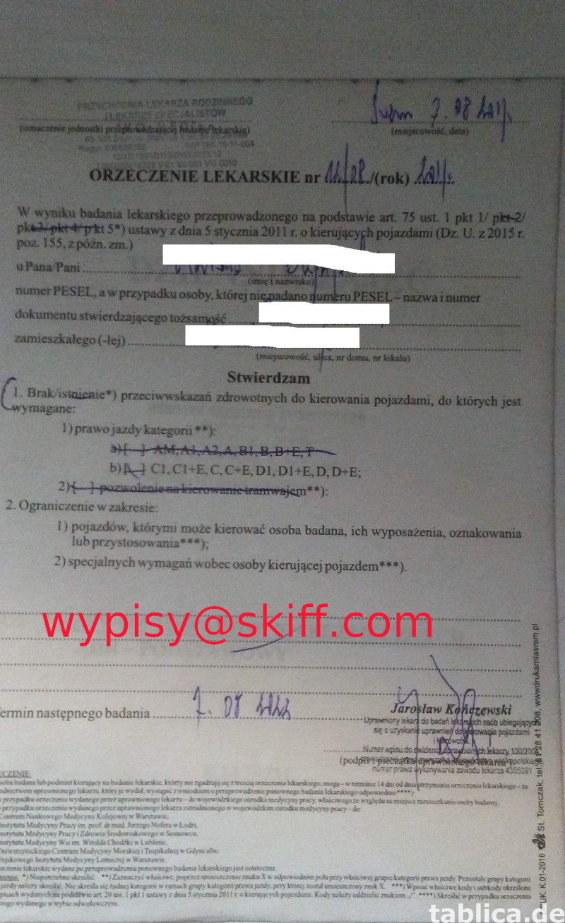 Orzeczenia o niepełnosprawności, zwolnienia lekarskie i inn 1