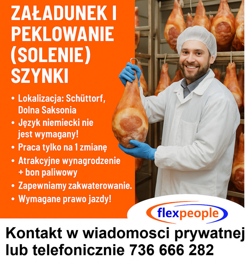 Pracownik produkcji w Niemczech – solenie (peklowanie) szynk 0