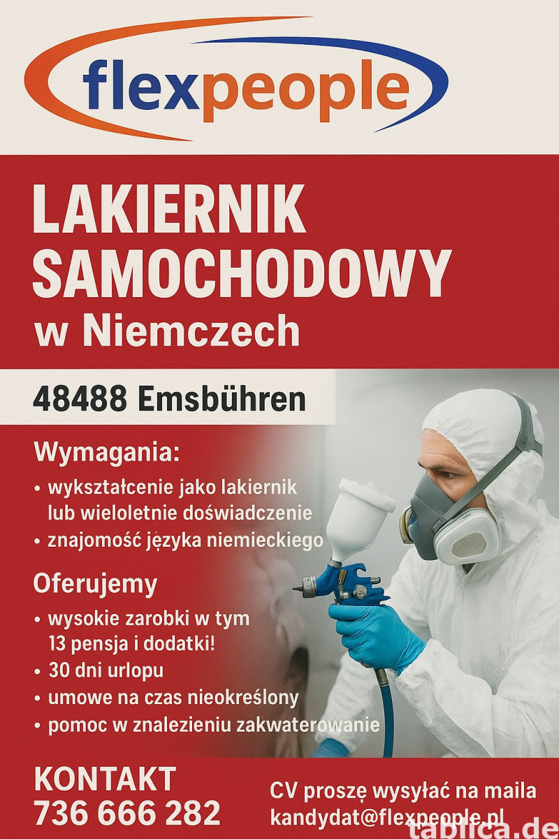 Lakiernik samochodowy w Niemczech – do 3600€ brutto mies. 0